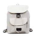 Minimalist solid color canvas backpack main view, casual daypack for women daily use - Off White