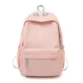 Pink school backpack casual lightweight student bookbag with embroidery letters main view - Single Bag / Pink