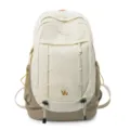 Large capacity stylish color-block student backpack for daily school and outdoor hiking. - White and Khaki