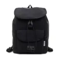 Korean style solid color minimalist drawstring canvas backpack casual lightweight commuter school bag - Black