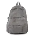 Grey canvas casual backpack large capacity school bag for daily student campus use. - Gray