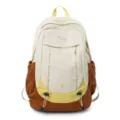 Stylish colorblocked student backpack for women large capacity daily hiking travel bag. - White and Brown