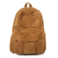 Vintage brown suede backpack for women, large capacity school bookbag and casual daypack. - Brown