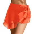 Orange Chiffon Strandkleid Wickelrock Rüschen Sommer Strandmode Damen Bikini Cover Up - Einheitsgröße / Orange