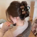 Brown Satin Bow Hair Claw Clip Elegant Rhinestone Shark Clip for Women Trendy Hair Accessory - Small 8cm PC / Coffee