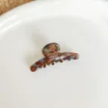 Tortoiseshell acetate hair claw clip, elegant French style shark clip with letter print. - 6cm / Blue Brown