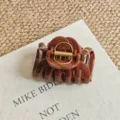 Large brown resin hair claw clip detail with metal spring for thick hair styling and daily wear. - Pumpkin Hair Claw / 9.5cm / Chocolate Brown