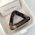Brown tortoiseshell triangle hair claw clip, elegant acetate hair accessory for women. - Brown