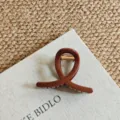 Brown geometric hair claw clip, stylish large hair accessory for thick hair styling. - Small Cross / 8cm / Chocolate Brown