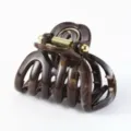 Elegant tortoiseshell triangle hair claw clip with golden spring, chic hair accessory for women. - Burgundy Brown
