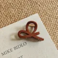 Elegant brown ribbon hair claw clip, stylish large shark clip for thick hair styling. - Small Y-Shape Clip / 8cm / Chocolate Brown