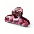 Wine Red Marbled Triangle Hair Claw Clip Elegant Hair Accessory for Women and Girls - Burgundy
