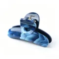 Blue marbled hair claw clip, simple triangle hair accessory for women daily styling. - Blue