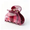 Wine red marbled hair claw clip for women, stylish geometric shark clip for thick hair styling. - Burgundy