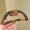 Large tortoiseshell half-circle hair claw clip, stylish resin shark clip for women styling. - Round Spring Hair Claw / 13cm / Matte Amber