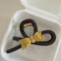 Large brown hair claw clip featuring a cute yellow bow accent, elegant shark clip hair accessory. - Extra Large 13cm / Yellow
