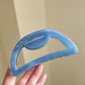 Blue semi-circular hair claw clip for women, large thick spring shark clip for styling. - Round Spring Hair Claw / 13cm / Haze Blue