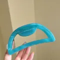 Blue semi-circular hair claw clip for women, thick spring shark clip for daily use. - Round Spring Hair Claw / 13cm / Lake Blue