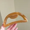 Large amber half-circle hair claw clip, premium resin shark clip for thick hair styling. - Round Spring Hair Claw / 13cm / Turmeric