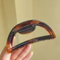 Tortoiseshell Geometric Hair Claw Clip, Large Half-Circle Acrylic Hair Catch for Styling. - Round Spring Hair Claw / 13cm / Shiny Amber