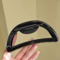 Extra large black semi-circular hair claw clip, premium geometric shark clip for thick hair styling. - Round Spring Hair Claw / 13cm / Bright Black