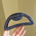 Large semi-circular hair claw clip for thick hair, stylish aesthetic resin shark clip for women updo. - Round Spring Hair Claw / 13cm / Dark Blue