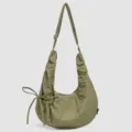 Groene ruitjes nylon schoudertas, lichte hobo dumpling tas, casual dagelijkse tas voor dames. - Groen