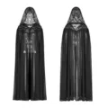 Black lace hooded cape long sheer chiffon cloak for Halloween party cosplay photography apparel - 130cm Shoulder to Hem / Off White