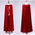 Red velvet hooded cloak for stage performance, long cape costume for holiday cosplay events. - 1.3m Length From Shoulder / Red