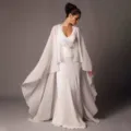 Elegant white chiffon cape for women, long flowing bridal wrap cloak for evening party and wedding. - 1.3m / Milky White
