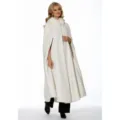 Elegant white bridal fur collar cape cloak for wedding winter warm outerwear fashion coat - 130cm Shoulder to Hem / Black