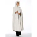 Bridal white hooded fur trim cape wedding cloak elegant warm winter outerwear for women - 130cm Shoulder to Hem / Burgundy