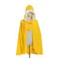 Yellow hooded cloak with plush trim and bow tie, perfect for holiday dress-up and parties. - Shoulder to Hem Length 60cm / Yellow