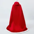 Red Christmas hooded cloak winter warm long cape with white plush trim for women photography - Shoulder to hem 1.2m / Black