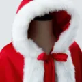Christmas red hooded cloak with white faux fur trim and bow tie for women winter wear. - Shoulder to hem 1.2m / Red