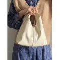 Women fashion gathered cloud bag casual PU leather dumpling handbag elegant minimalist design. - White