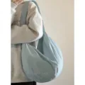 Minimalist light blue nylon hobo shoulder bag casual large capacity tote bag main view - Sky Blue