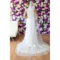 Long chapel wedding veil with pearls and comb bridal tulle veil for wedding photography ivory - Length 180cm / Pure White