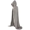 Adult Halloween hooded long solid color cloak cape for cosplay costume party main view - 130cm / Gray