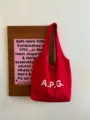 Korean style red canvas tote bag large capacity daily commuting shoulder bag detail view - Red