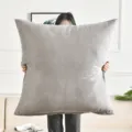 Großer grauer Plüsch Kissenbezug Sofa Schlafzimmer Tatami Bodenkissen weiche Rückenlehne - 50x50cm Kissenbezug / Rauchgrau