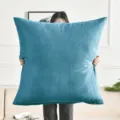 Grosser blauer quadratischer Kissenbezug weicher Samt Kissenfuer Sofa Schlafzimmer Wohnzimmer - 50x50cm Kissenbezug / Aqua