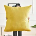 Large yellow square cushion soft plush throw pillow for sofa living room bedroom decor comfy - 50x50cm Pillow Cover / Lemon Yellow