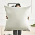 Large solid color square throw pillow cover soft cushion for sofa living room bed decor - 50x50cm Pillow Cover / Ivory