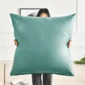 Large solid color plush throw pillow cover, soft velvet cushion for cozy living room sofa. - 50x50cm Pillow Cover / Sky Blue
