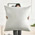 Large minimalist grey cushion cover, soft velvet pillowcase for sofa bedroom and living room. - 50x50cm Pillow Cover / Modern Silver