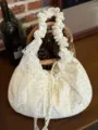 Korean style floral lace scrunchie handle canvas tote bag casual commuter crossbody bag - Orange Tulip