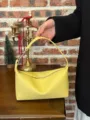 Korean style minimalist soft leather shoulder handbag casual commuter yellow hobo bag daily use - Yellow