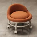 Oranger kleiner Hocker mit Rollen, weiches Kissen, beweglicher runder Stuhl. - Orangerot (Off-White Rad)
