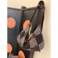 Korean retro patchwork plaid canvas shoulder bag, large capacity casual crossbody tote for women. - Plaid